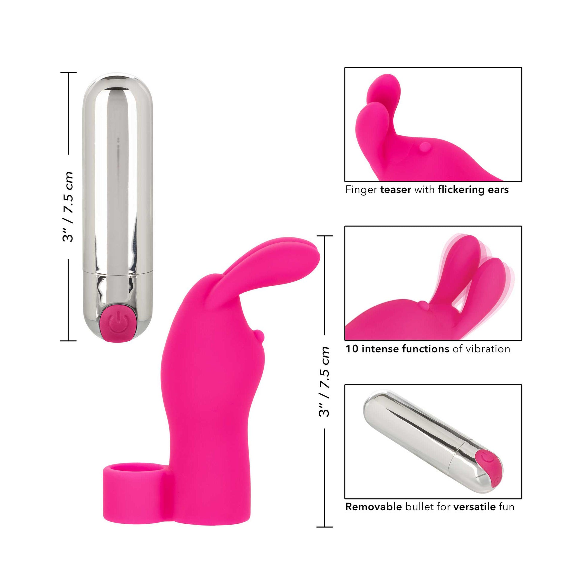 PlayBound UK adult toys & lingerie: intimate play pink rechargeable bunny finger vibrator