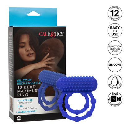 PlayBound UK adult toys & lingerie: 10 bead maximus rechargeable cock ring