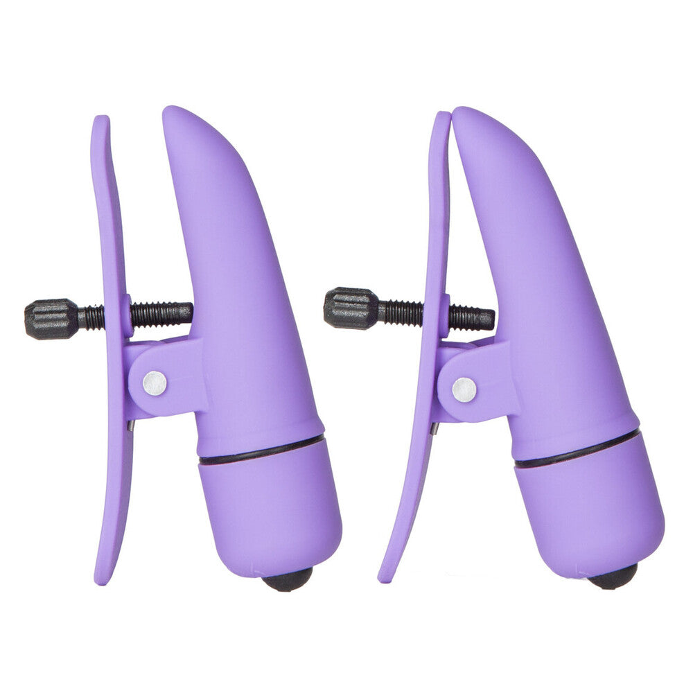 PlayBound UK adult toys & lingerie: nipplettes virbrating adjustable purple nipple clamps