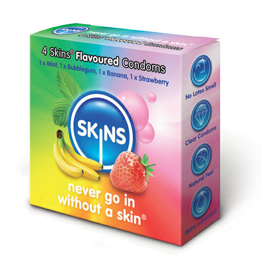 PlayBound UK adult toys & lingerie: skins flavoured condoms 4 pack