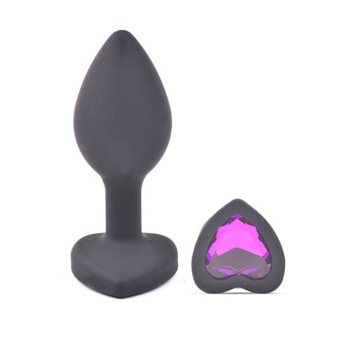 PlayBound UK adult toys & lingerie: small heart shaped diamond base black butt plug
