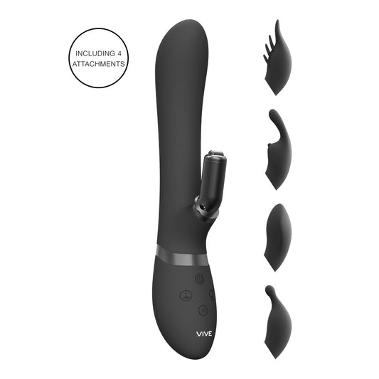 PlayBound UK adult toys & lingerie: vive chou double action interchangeable rabbit vibrator black