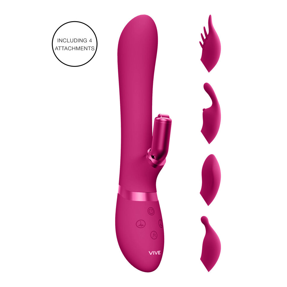 PlayBound UK adult toys & lingerie: vive chou double action interchangeable rabbit vibrator pink