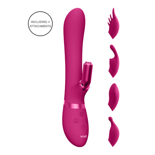 PlayBound UK adult toys & lingerie: vive chou double action interchangeable rabbit vibrator pink