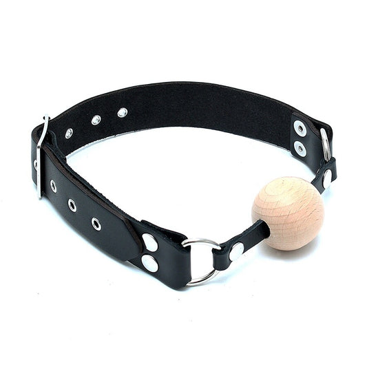 PlayBound UK adult toys & lingerie: leather gag with wooden ball