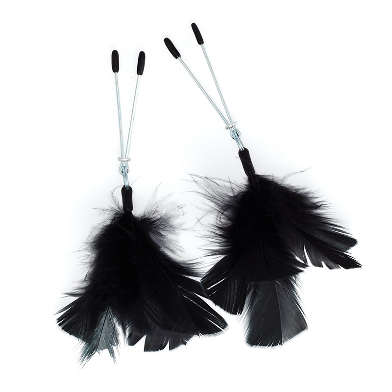 PlayBound UK adult toys & lingerie: black feather nipple clamps