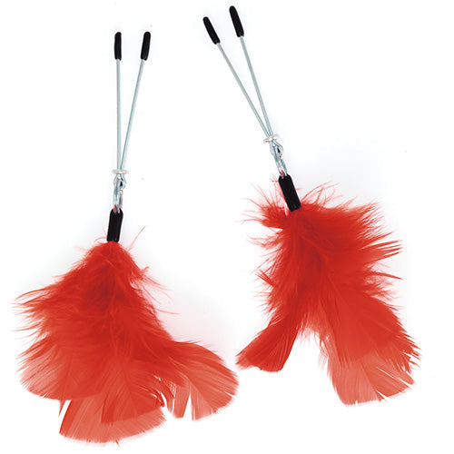 PlayBound UK adult toys & lingerie: red feather nipple clamps